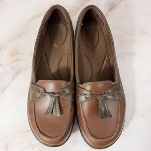 Collection by Clarks Women's Brown Leather Ultimate Comfort Loafers Flats Sz. 10